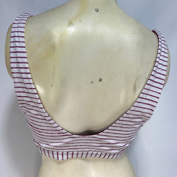 Quint Soul Womens Bikini Medium Stripe Burgundy White Pull On Lined Beach Pool - Picture 6 of 11